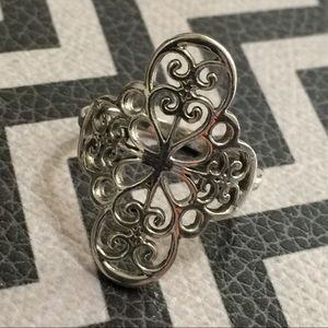 Intricate Scrolls Cross Sterling Silver Ring